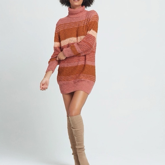 L*SPACE Jetsetter Serape Stripe Pink Knit Sweater Dress - Picture 4 of 11